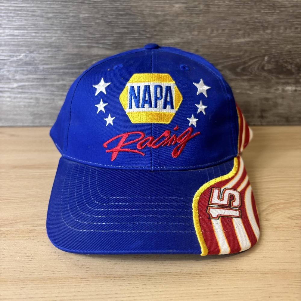 NAPA Racing Hat Cap Strap Back Blue Red White Mens NASCAR American Flag 15 Stars